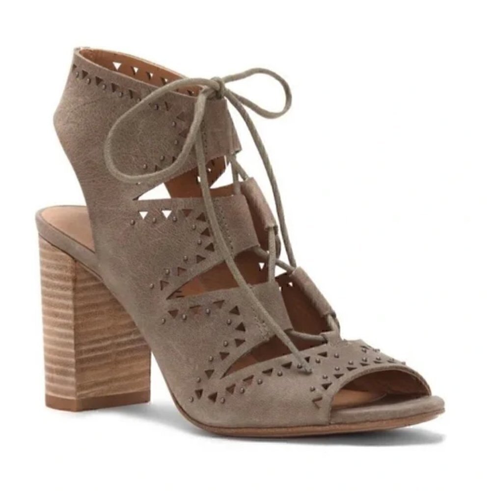 Lucky Brand Tafia Brindle Lace Up Block Heel Sandals